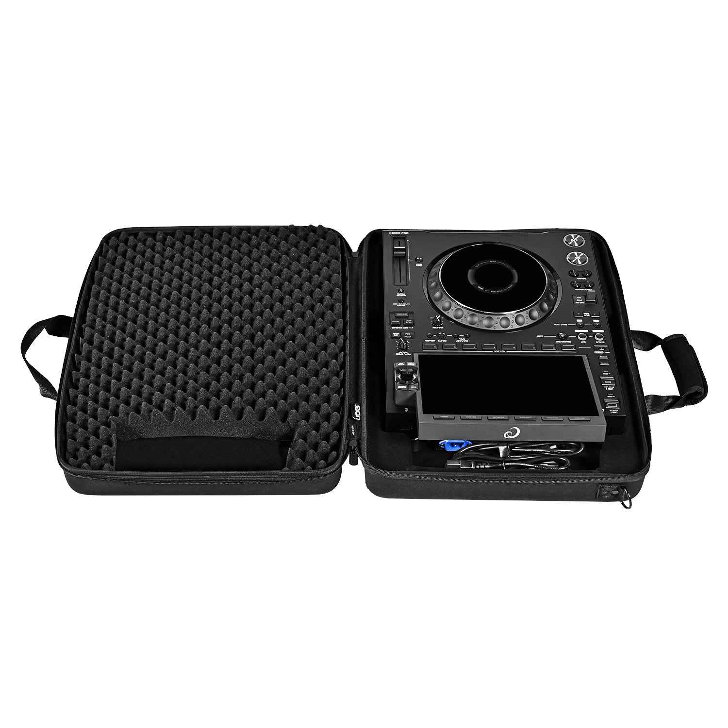UDG U8336BL hardcase showing space for a CDJ-3000X and cables; equipment sold separately UDG U8336BL hardcase showing space for a CDJ-3000X and cables; equipment sold separately